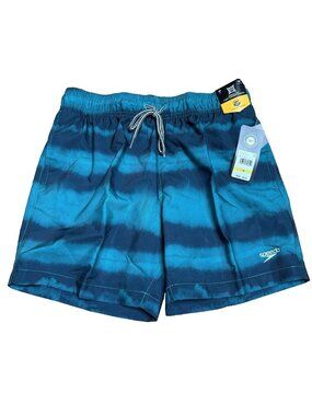 Speedo Men’s Trunks Size M Blue Print with Liner, NWT